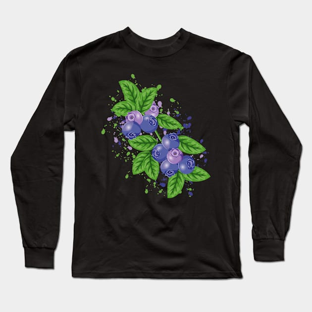 Blueberry Art Long Sleeve T-Shirt by Designoholic